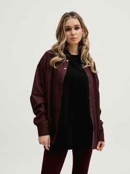 Сорочка жіноча картата на кнопках оверсайз червона TS-BUTTON-UP-SMC-XS фото