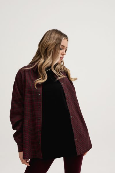 Сорочка жіноча картата на кнопках оверсайз червона TS-BUTTON-UP-SMC-XS фото